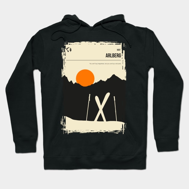 Arlberg Austria Tyrol Tirol Ski Snowboard Travel Poster Hoodie by jornvanhezik